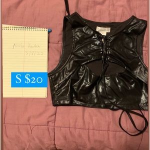Cutout black crop top, edgy, good for festivals and raves